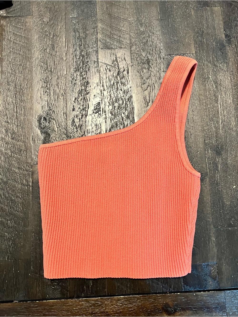 Babaton One-Shoulder Ribbed Crop Top - Coral